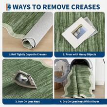 1Pcs Room Decor Modern Washable Scalloped Border Solid Green Area Rug For Living Room Indoor Bedroom Foldable Floor Mats, Soft Low Pile Non Shedding Carpets For Offices Non-Slip Runner For Hallway Dorm - Gray Green - View 6