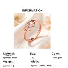 1pc French Elegant Romantic Heart-Shaped Women's Ring, Hollow Design, Inlaid With Round Synthetic Zirconia, Perfect Ideal Proposal, Confession Surprise Gift For Valentine's Day, Suitable For Wedding, Engagement - Rose Gold - View 4