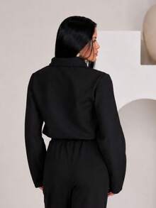 Bomber Jacket In Wool Fabric With Zipper Closure, Perfect For Winter, São João Festivities, Office, Evening, And Daytime Wear. Premium Fashion. - 黑色 - 查看 4