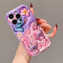 Officially Licensed Disney Lilo & Stitch Phone Case, This Protective Phone Case Features A Lovely Print Of Stitch And Angel With Heart‑Shaped Balloons, Surfboard, Plumeria Flowers And Turtle Accents On A Pink‑Purple Gradient Background, Made With Flexible, Durable TPU Material To Resist Scratches, Bumps And Minor Impacts, With A Raised Camera Frame For Lens Protection, Slim Lightweight Build For Easy Portability, Compatible With IPhone 17, 16, 15, 14, 13, 12, 11 Pro Models, A Sweet Gift Choice For Stitch Fans On Birthdays Or Holidays. - trắng - Xem 3
