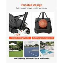 Portable Basketball Stand, 5.2 To 6.9 Ft Height Adjustment Basketball Hoop & Goal, Kids Adjustable Basketballs Hoop With Nylon Net & Rolling Wheels, Portable Backboard Set For Patios, Poolside - 5.2 to 6.9 Ft - View 6