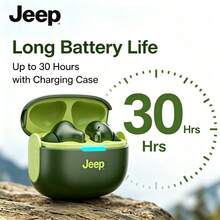 Jeep EW018 TWS 耳机，支持主动降噪 (ANC) 和蓝牙 6.0，13mm 复合振膜立体声，支持通话降噪 (ENC)，30 小时超长续航，入耳式设计，适合运动、游戏和日常使用。 - 查看 3