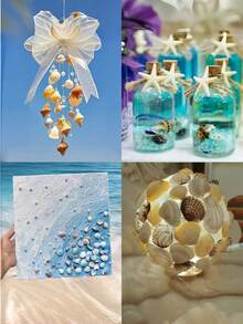 Winzige Seesterne und winzige Mini-Muscheln zum Basteln, Spiralmuscheln zum Basteln, Charms für Heimdekoration, Kerzendekor, DIY Aquarium und Strandvasen Füllmaterial - Verschiedenfarbig - Übersicht 5
