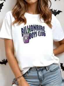 Texto con letras brillantes que evocan lujo junto a un vaso violeta que simboliza diversión moderna y energía juvenil perfecta para mujeres seguras camiseta de mujer casual cómoda y atractiva para uso diario - Blanco - Ver 8