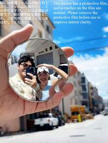 1pc Travel Photography Mini Round Mirror, Reflective Mirror, Convex Mirror, Handheld Wide Angle Lens, Photography & Selfie Accessory - Style a - View 3