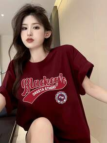 Camiseta de Verano de Talla Grande para Mujer, de Manga Corta, Corte Holgado y Moderno - Blanco - Ver 5