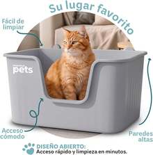 ESQUIMAL Cat Litter Box With Scoop, High Walls (Gray, Large) - Yellow - View 8