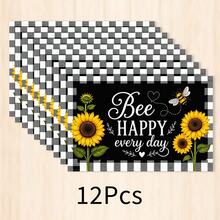 1pc Plaid & Sunflower Linen Placemat, Breakfast Mat, Coffee Coaster, Bowl Pad, Kitchen Accessory, Easy To Clean Dining Mat, Suitable For Home, Restaurant, Dining Decor, Holiday Gift, Gift For Friends, Multi-Piece Set - Multicolor - View 18