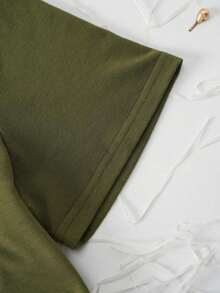 Camiseta de manga corta de cuello redondo con ajuste holgado y estampado de corazón casual para mujer, adecuada para el verano y para salir de forma casual - Verde militar - Ver 5