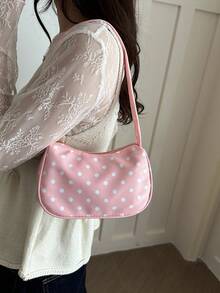 Fashionable New Candy Color Cloud Shaped Purse, Solid Color Shoulder Bag, Cute Underarm Bag - Pink - View 5