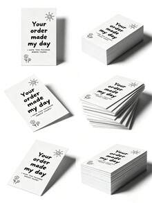 50pcs Your Order Made My Day Thank You Cards, Sun Flower Mini Greeting Cards, Cute Appreciation Notes For Small Business, Customer Gift Inserts, Package Decoration Cards - Sets - View 3