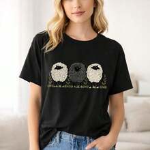 Women's Plus Size Cotton T-Shirt, 0XL-5XL, Black Crew Neck Short Sleeve Tee With Cute Sheep Print, Casual Loose Fit, Soft Comfy Daily Top, Basic Summer Wardrobe Essential, Plus Size Fashion For Women - 1 - View 8