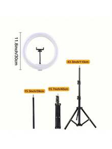 Lampu Ring 12 Inci dengan Tripod 43 Inci, Lampu LED yang Dapat Diatur dengan Tripod dan Dudukan Ponsel, Cocok untuk Ponsel Pintar dan Android, untuk Fotografi, Selfie, Perekaman Video, Konferensi Video, Wawancara, Siaran Langsung, Vlogging, Pertemuan Keluarga, Pesta Natal, Aktivitas Luar Ruangan - A - View 6