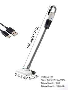 HYUNDAI Multifunctional Handheld Vacuum Cleaner, Powerful Wet & Dry Suction, Suitable For Home Cleaning, Pet Hair And Other Vacuuming, Adjustable Gear, Applicable For Home, Dorm And More, Rechargeable Portable Detachable Vacuum Cleaner - White - View 7