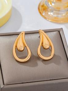 1 Pair Asymmetrical Geometric Water Drop Earrings - Yellow Gold - View 5