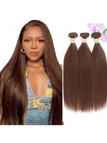 Chocolate Brown Straight Bundles Human Hair Brazilian Unprocessed Color #4 Human Hair Bundles Brazilian Virgin Remy Hair Extensions - S4 - View 20