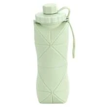 Silicone Folding Water Bottle - Portable Outdoor Sports Travel Water Jug, Telescopic Cup And Flip-Top Cup, Folding Water Bottle - 綠色 - 查看 3