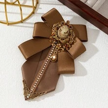 1件優雅大蝴蝶結女士肖像蝴蝶設計水鑽胸針，手工絲綢緞帶珠寶胸針，適合日常配戴，女性禮物，包包裝飾 - 經典 - 查看 12