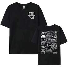 Women's Short-Sleeved T-Shirts, Round Neck, 100% Cotton, Streetwear Style, With Abstract Graffiti Print And Brand Logo, Casual Round Neck T-Shirt, Soft And Breathable Cotton, Ideal For Everyday And Fashionable Outfits, Black Color. - 黑色 - 查看 3