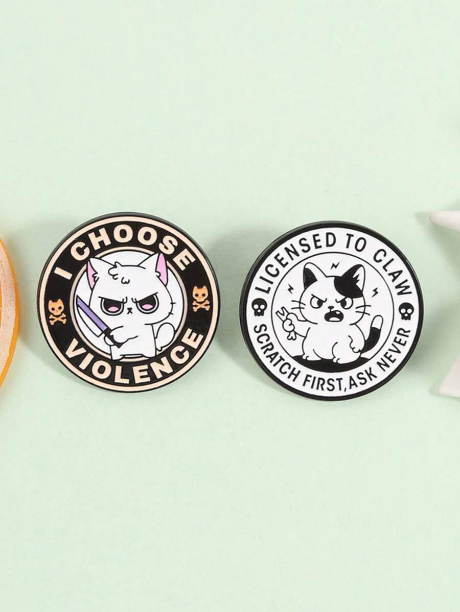 1Pc/Set I Choose Violence Angry Cat Enamel Pin Licensed To Claw Scratch First Ask Never Brooch Clothes Lapel Badge Fashion Jewelry Gift