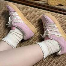 Adidas originals GAZELLE INDOOR粉紅白蕾絲低筒復古德訓T頭鞋女子板鞋 - 粉紅白色 - 查看 5