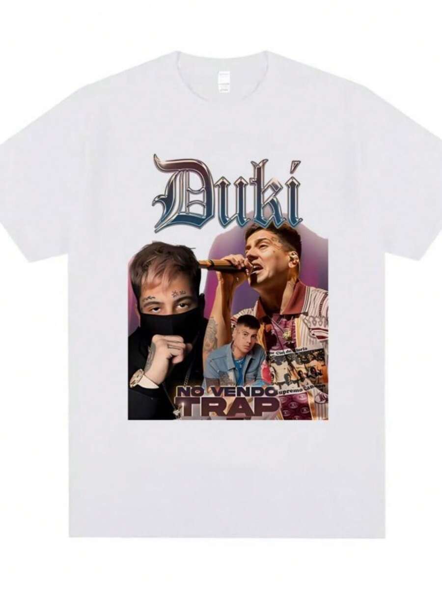 Blouses For Women Rapper Duki No Vendo Trap Graphic T Shirts Men Women Fashion Hip Hop T-Shirt Summer Unisex Vintage Oversized Streetwear - 白色 - 查看 1
