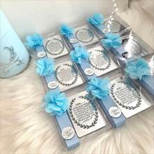 客製化刻字洗禮鴿子紀念品，奢華金屬個性化慶祝紀念禮，洗禮鴿子緞帶賓客禮物附姓名與日期 - 彩色 - 查看 4