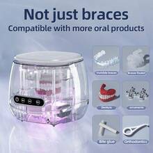 New Ultrasonic Denture Cleaner, UV Sterilization, Home Jewelry Retainer Invisible Braces Small Cleaning Device - Multicolor - View 2