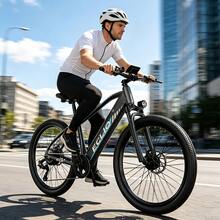Electric Bike For Adults 740w Motor, 26" Tire Ebike For Mountains, Snow, Sand, Road WithHydraulic Suspension, 680mm Wide Curved Handle Aluminium Sand - 白色 - 查看 5