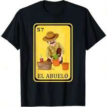 Funny Mexican T-Shirt, Funny Bingo Gift Spain Mexico - Grandpa T-Shirt For Men, Classic Casual Cotton Clothing KEHC BEARS - 黑色 - 查看 8