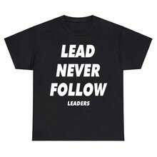 Men's Lead Never Follow Leaders T-Shirt, Vintage Cotton Short Sleeve Oversized Style Streetwear, Soft, Comfortable And Breathable TCBV 3XBS J0BB - 黑色 - 查看 1