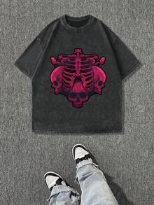 New 2026 Model, 100% Washed Cotton, Urban Casual Style, Suitable For Parties Or Festivals, Soft And Breathable Fabric, Modern Print Design, Unisex, Lightweight And Comfortable To Wear, Vintage Fashion Design. - 黑色 - 查看 12