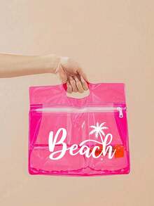 这款透明防水洗漱包印有白色“Beach”字样和棕榈树图案，可收纳洗发水、乳液、化妆品等。时尚实用，适合旅行、通勤、学生和爱美人士使用，可用于旅行、健身、酒店住宿和日常浴室收纳。用途广泛，也可作为化妆包使用。 - 彩色 - 查看 14
