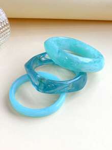 LADYCOCO 3pcs/Set Vintage Thick Acrylic Resin Bangle Bracelet Set For Women, Party And Daily Wear - Multicolor - View 5