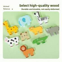 1 Set de Bloques de Madera con Animales, Juguetes de Apilamiento y Clasificación, Juguetes Educativos para Niños, Juguetes de Aprendizaje Preescolar para el Desarrollo de Habilidades Motoras Finas - Multicolor - Ver 5