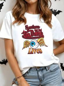 The Winged Eye Symbolizes Free Vision And Inner Strength That Drives You To Overcome Limits With Positive Energy And Rebellious Style. This Modern, Casual, Comfortable Women's T-Shirt Is Perfect For Everyday Wear. - 白色 - 查看 8