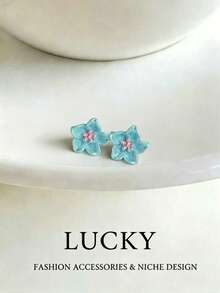 1 Pair Fashionable Artistic Fresh Sweet Cute Camellia Flower Stud Earrings, Suitable For Teenage Girls Daily And Holiday Wear - Camellia F - View 5