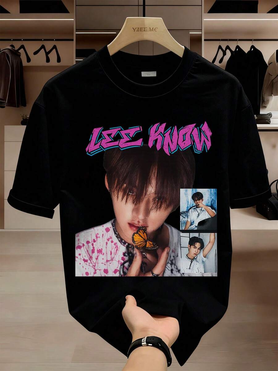 Nueva camiseta vintage de K-Pop 2026, con llamativo texto en rosa y morado, camiseta de concierto de estilo negro, unisex, casual, de manga corta, transpirable y adecuada para todas las estaciones, mercancía de música coreana, talla grande.camisas de mujer sudaderas para mujer sueter blusa casual mujer verano vestidos de graduación - Negro - Ver 1