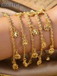 KKCOLA 1 Piece Of Fashionable And Versatile Four-Leaf Clover Bracelet. Ideal Gift For A Party. (The Position Of The Four-Leaf Clover Is Random) - Yellow Gold - View 9