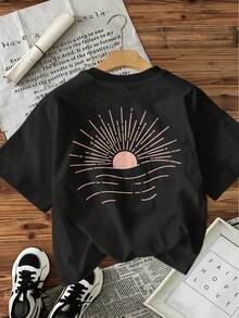 Women's T-Shirt For Spring And Summer - 黑色 - 查看 3