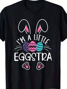 Soy un Conejito de Pascua Extra Divertido, Lindo Regalo para Niños Pequeños, Camiseta Unisex, Nuevas Camisetas de Mujer para Primavera/Verano - Artículos de Regalo Esenciales - Ropa Elegante para Mujer - Negro - Ver 1
