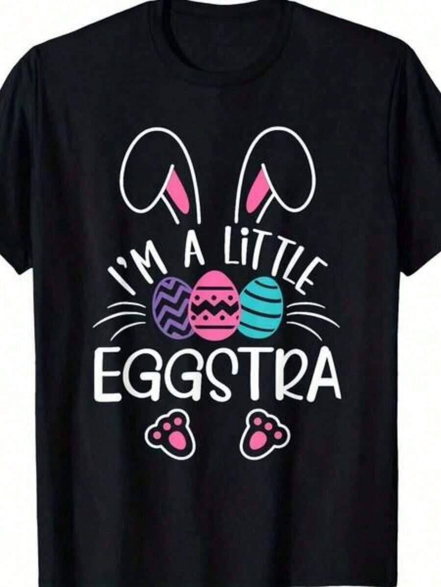 Soy un Conejito de Pascua Extra Divertido, Lindo Regalo para Niños Pequeños, Camiseta Unisex, Nuevas Camisetas de Mujer para Primavera/Verano - Artículos de Regalo Esenciales - Ropa Elegante para Mujer - Negro - Ver 1