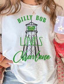 Camiseta Suave Billy Bob Loves Charlene, Camiseta Water Tower, Camiseta Diffie, Camiseta de música country de los 90, Camiseta de música country, Camiseta de algodón 100% de 200 g de peso pesado. Con estampado de mariposas, adecuada para niñas y mujeres, camiseta inspiradora de manga corta y cuello redondo, top de verano de estilo Y2K estético y lindo, adecuada para actividades al aire libre, familia, trabajo o uso diario casual, camisetas casuales, blusas casuales, playeras de mujer de algodón. - Blanco - Ver 6