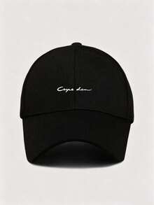 A Simple Casual Printed Letter Adjustable Baseball Cap For Men, Suitable For Daily Wear - Black - View 1