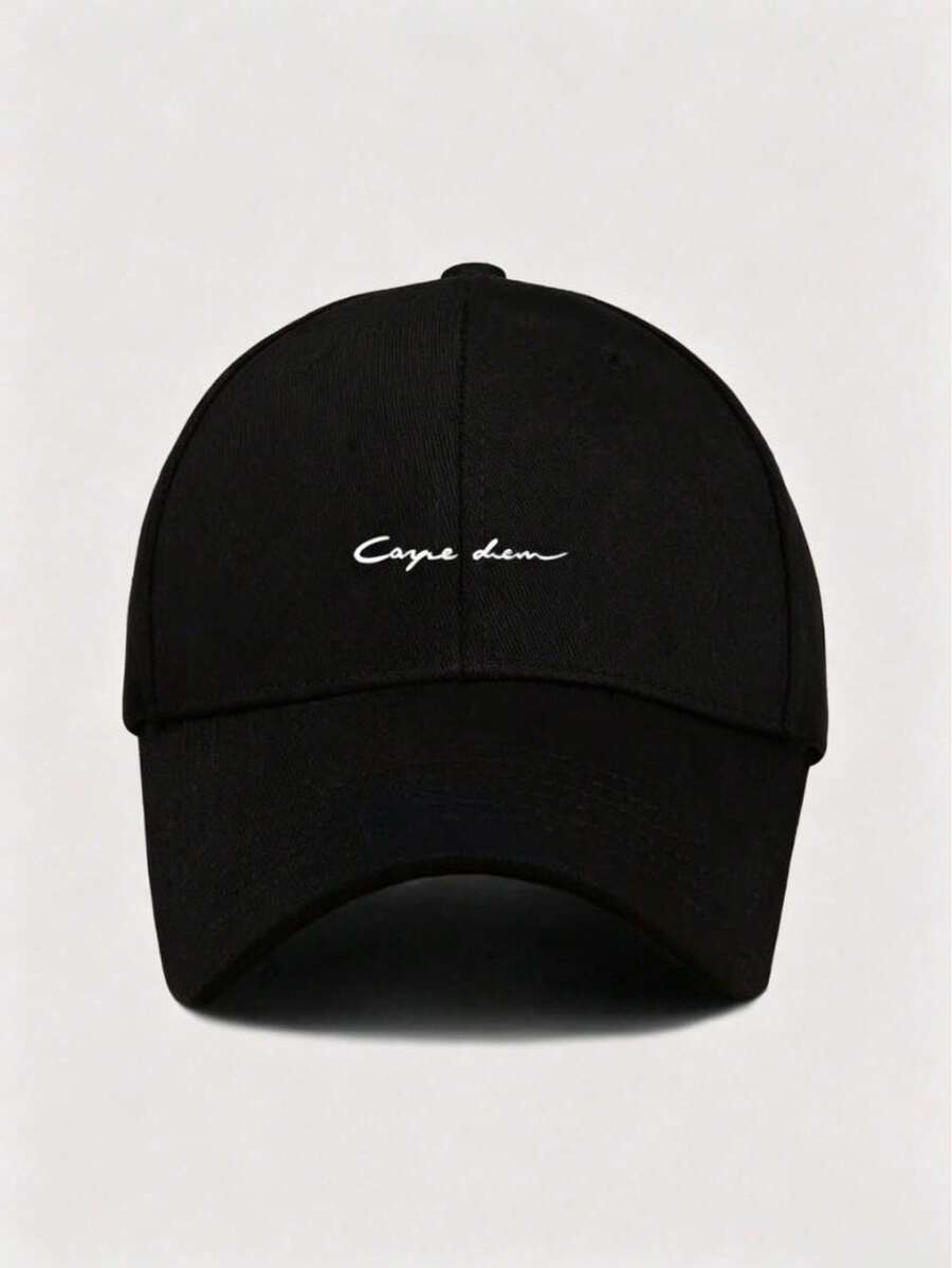 A Simple Casual Printed Letter Adjustable Baseball Cap For Men, Suitable For Daily Wear - Black - View 1