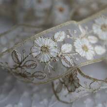 100cm DIY 刺繡花卉 3D 復古浮雕玫瑰蕾絲飾邊，做舊鉤編鏤空布料配件，適用於歐式古典婚紗、宮廷風禮服，手工拼貼材質，復古自然風服飾改造蕾絲 - 多色 - 查看 7