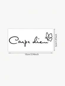 1 Herbal Tattoo Sticker, Simple Handwritten English Single-Line Butterfly Horizontal Artistic Temporary Tattoo Sticker, Washable, PVC, Disposable, Waterproof And Sweatproof, Suitable For Arms, Waist, Abdomen, Back, Legs, Non-Reflective, Realistic Tattoo, Suitable For People, For Daily Use, Lasts 7-14 Days - Black - View 2