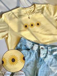 Camiseta de mujer con estampado de rayas y frutas / Casual diario / Verano - Amarillo 2 - Ver 6