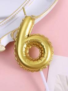 1pc Gold Floral Decorative Birthday Candle, Handpainted Birthday Number 0-9 Numeral Candles, Happy Birthday Cake Decor, Birthday Party Decoration, Princess Theme Celebration Candle - Golden Flowers - View 16