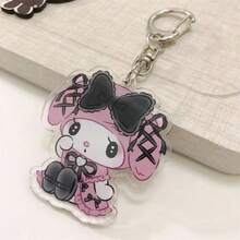 SANRIO 三柳 1 件装 深黑色精美钥匙扣吊坠，情侣款旋律包包挂件，亚克力钥匙扣，复古配饰，适合情人节、婚礼、生日礼物、节日派对、母亲节、旅行配件 - 彩色 - 查看 10
